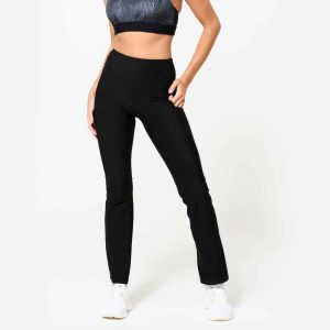 Women Straight Cut Fitness Leggings - Black