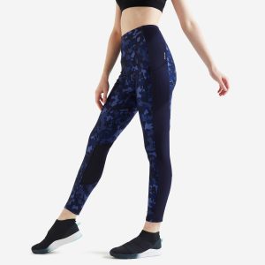Women's Fitness Leggings with Phone Pocket - Blue/Black Blue