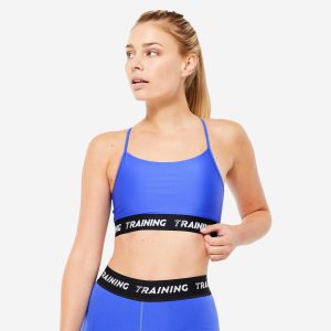 Women's Light Support Sports Bra with Thin Crossover Straps - Indigo Blue